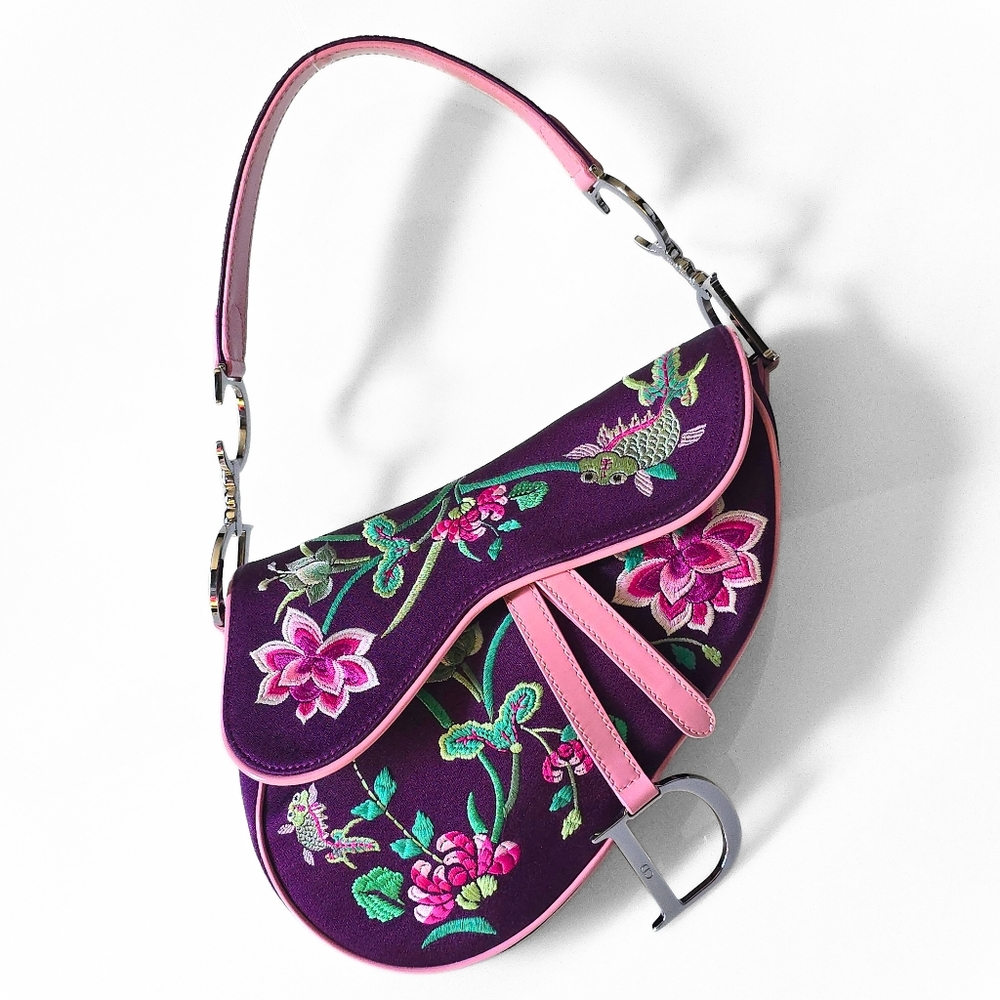 **SOLD**Dior Saddle Bag Vintage Limited Edition Koi Fish Purple Satin